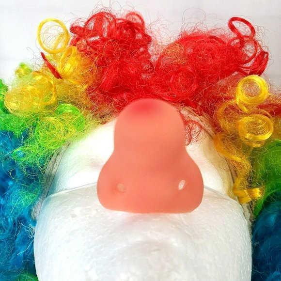 Party Clown Rainbow Curly Wig Child Size Halloween Costume Accessory Funny Nose - Picture 7 of 9
